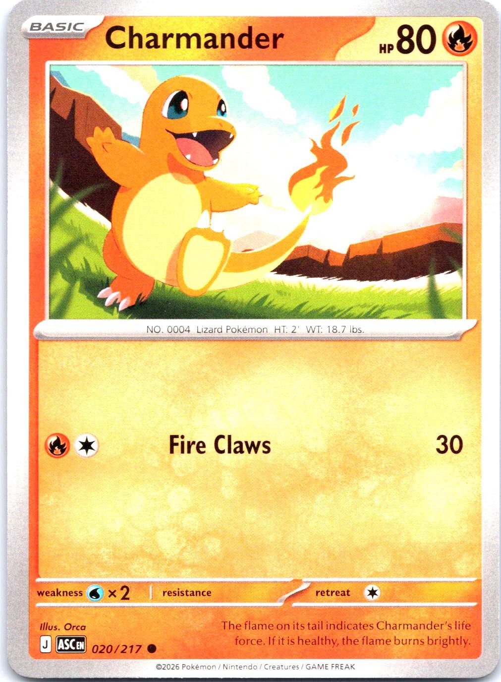 CHARMANDER 020/217 COMMON ME: ASCENDED HEROES POKEMON NEAR MINT