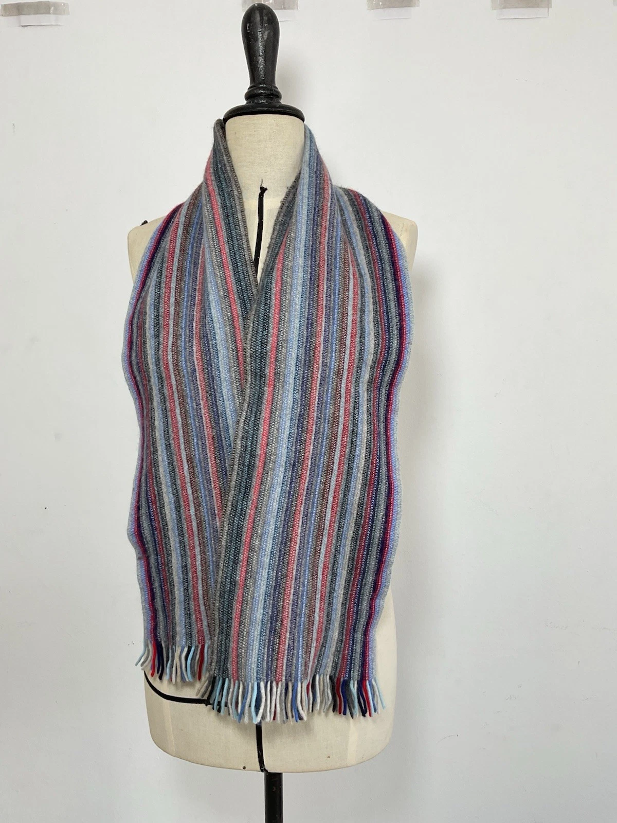 DRAKE’S LONDON Wool Scarf W A Multicoloured Striped Pattern 67"/10" EX.COND