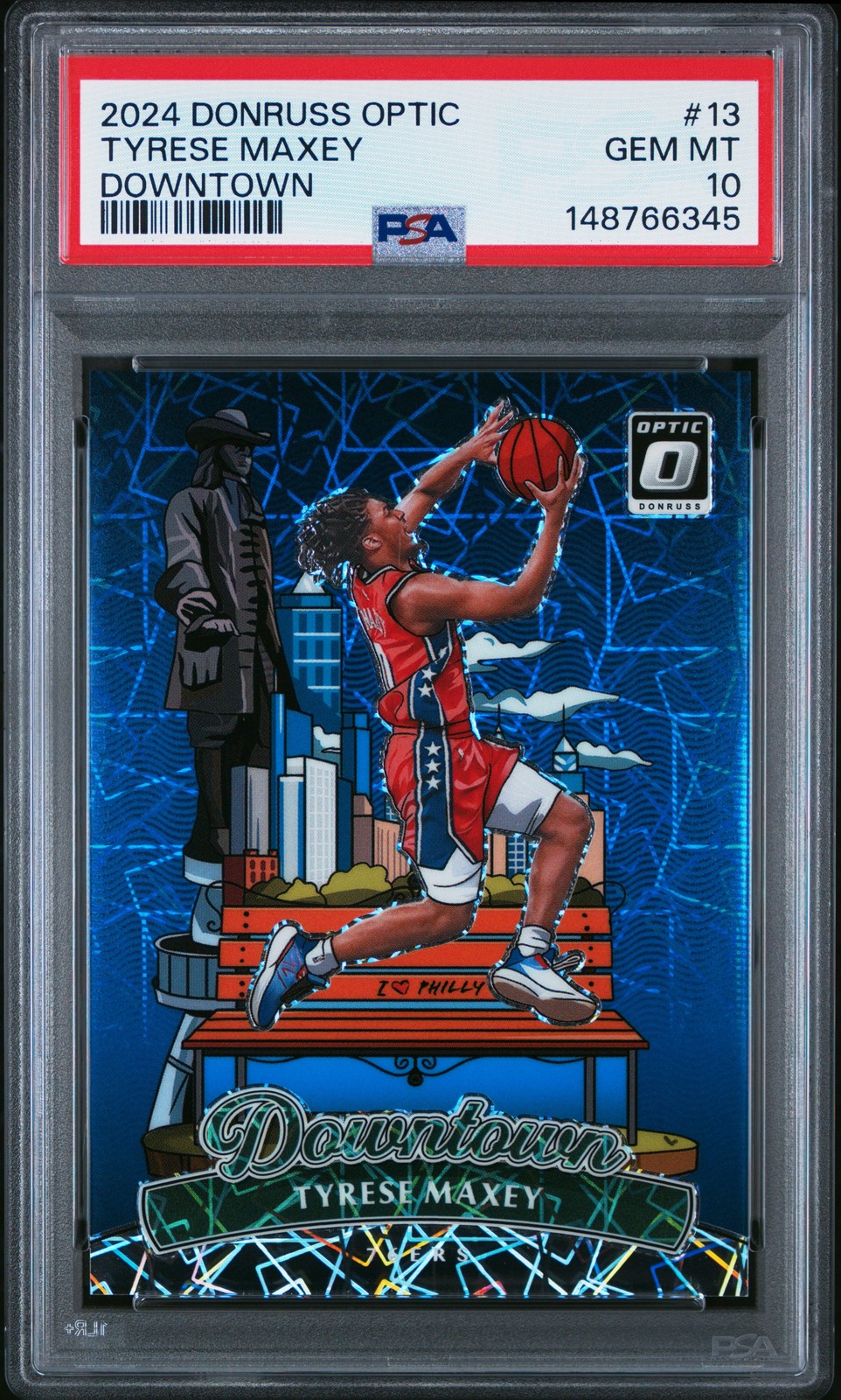 2024 PANINI DONRUSS OPTIC DOWNTOWN #13 TYRESE MAXEY PSA 10