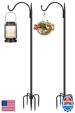 Gtongoko 47in 5-Prong Adjustable Shepherd Hook 2-Pack for Bird Feeder & Lanterns