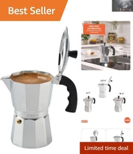 Classic 6-Cup Aluminum Espresso Maker with Cool Touch Handle - Home Barista