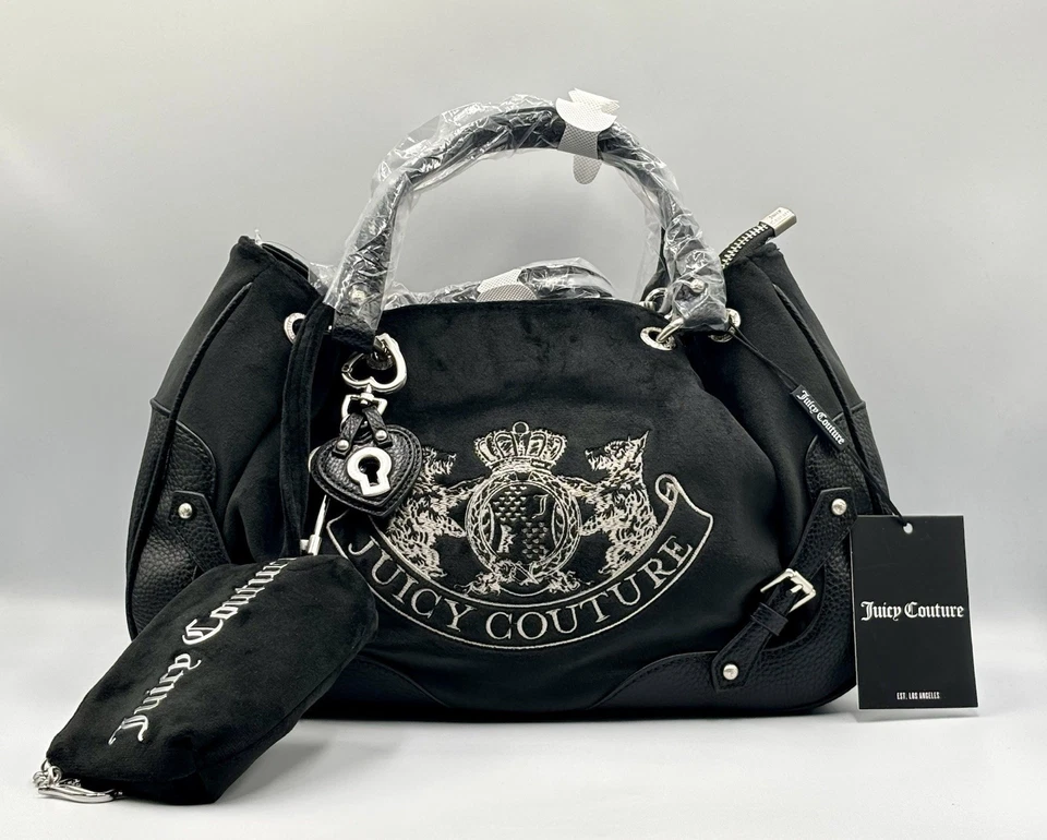 Juicy Couture Scottie Twig Dog Velvet Shoulder Bag Black Nuova Y2K BNWT Rare - Image 2 of 4