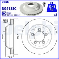 2X Bremsscheibe Delphi BG5138C FüR Porsche Cayenne 9YA 9YB AWD 9YABB1 9YBBB1
