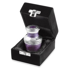 Keepsake Cremation Urn, Lavender and Silver with Velvet Case
