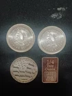 4 Random 1/4 Oz Silver Rounds And Bar .999 Fine Silver 1oz Total
