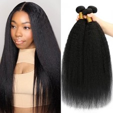 Brazilian kinky Straight Bundles Human Hair Extensions Virgin Yaki Hair Weave US