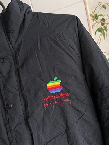 Vintage Apple Computer Zip Jacket Winter Apple Micro Age 89/90 Rainbow Logo USA image 6