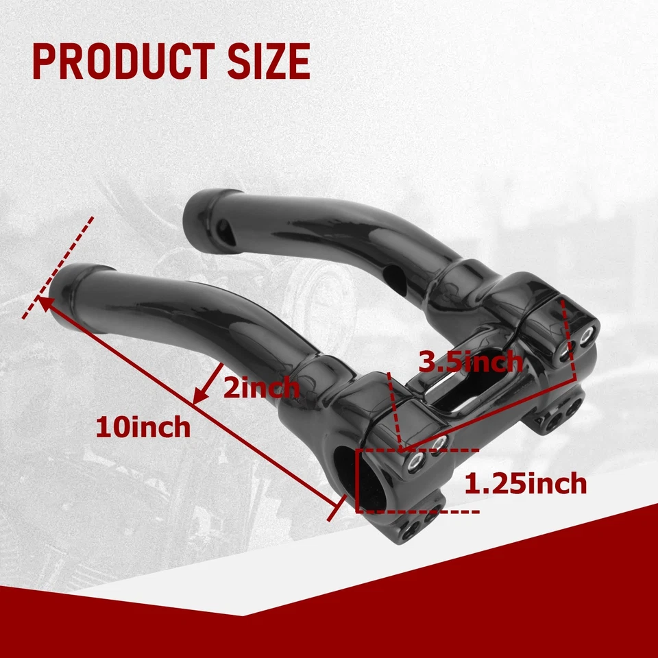 Elevador de manillar de elevación de 1,25" con abrazadera de 10 pulgadas para Harley Softail Dyna Sportster 883 Foto 2 de 4