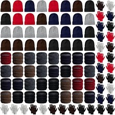 96 Pcs Homeless Care Package Supplies Bulk Winter Gloves Beanies Neck Warmers
