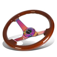 Nrg Reinforced 350mm 3deep Dish Brown Wood Neochrome 3-spokes Steering Wheel
