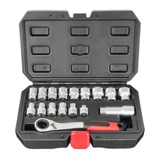17pcs Pass Through Socket Set Universal Ratchet Socket Wrench Mechanics Tool Set