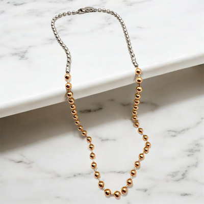 Bead Ball Chain Necklace 18k Gold and Silver Color Luxury Jewelry