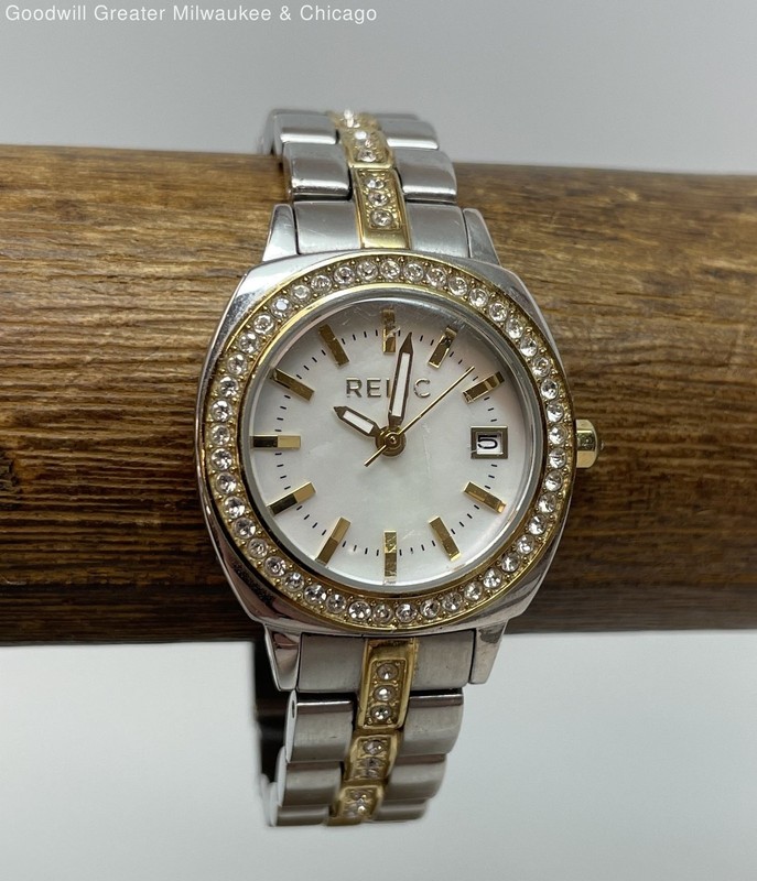 Relic Two Tone Rhinestone Stainless Steel Ladies Watch 55g