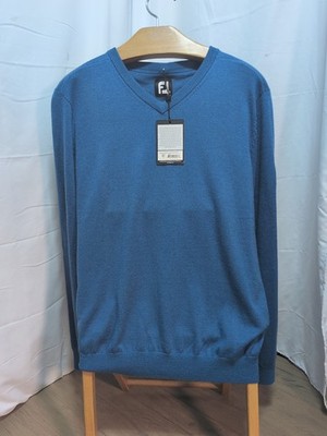 Footjoy Golf Lammwolle Neu mit Etikett V-Ausschnitt Pullover Herren Small Indigo
