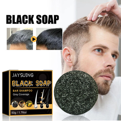 50g Schwarze Haarseife Reparatur Grau Weiß Haare Persistent Color Fix Sauber Bart Neu
