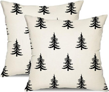 Christmas Pillow Covers 18x18 inch Set of 2 Christmas Tree Decorative White Thro