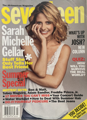 SARAH MICHELLE GELLAR July 2002 SEVENTEEN Magazine BEN AFFLECK / MATT DAMON / ++