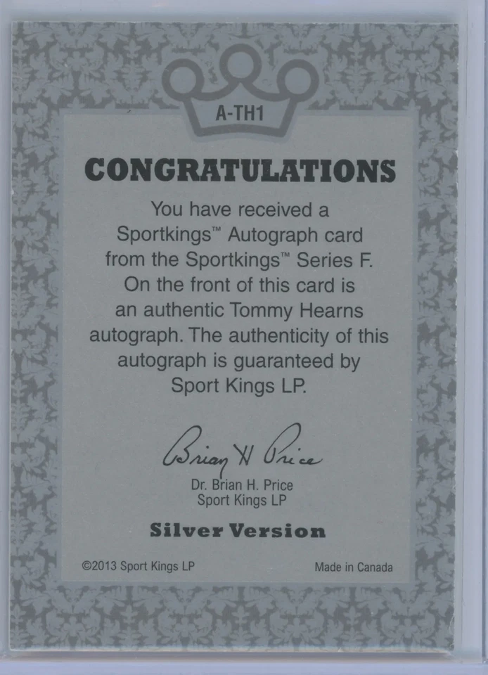 2013 Sportkings Series F Tommy Hearns #A-TH1 Silver - Image 2 of 2
