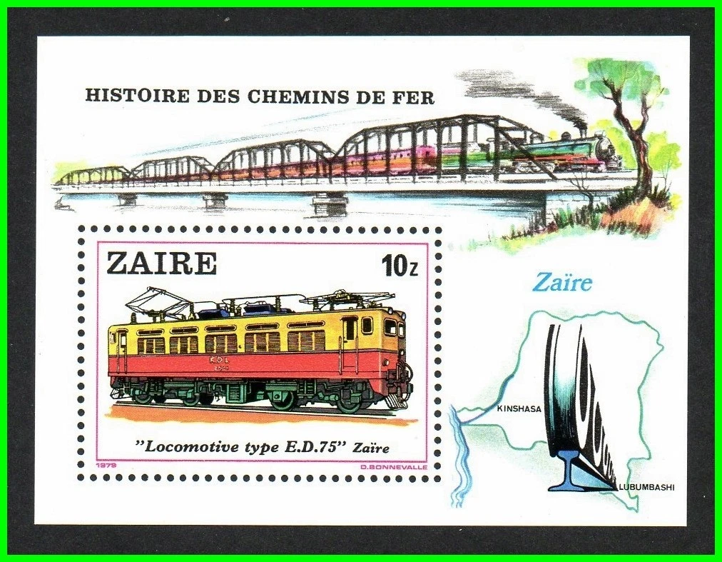 ZAIRE 1980 - BLOCO FERROCARRIL / TREM / LOCOMOTIVA - MNH