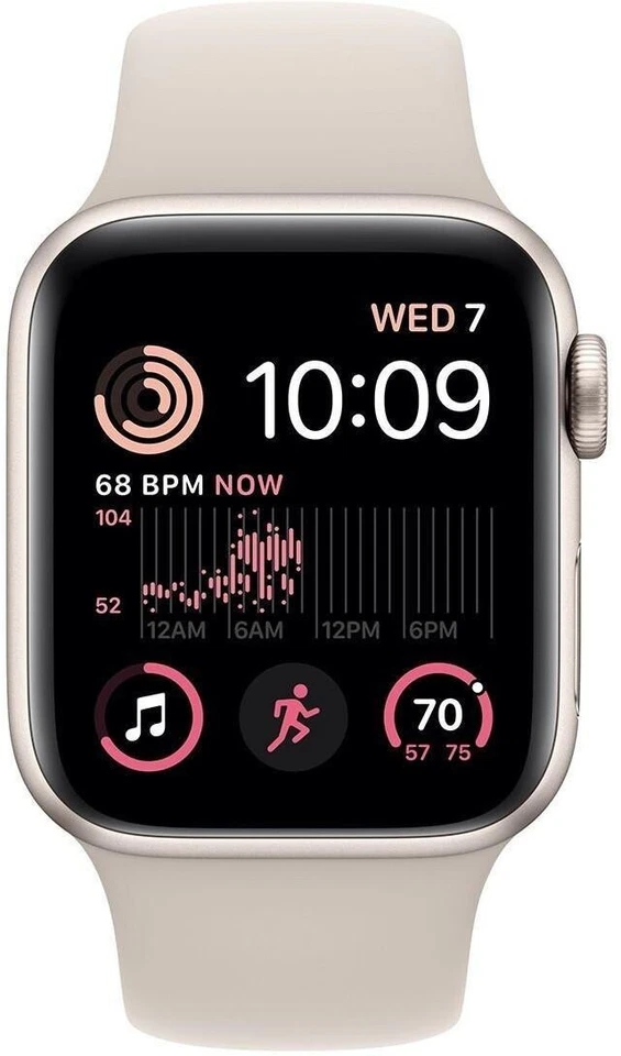 Apple Watch SE (2022) Beige Smartwatch GPS 44mm 32GB OLED NFC WLAN iOS Unisex - Bild 2 von 4