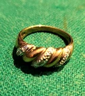 Vintage 925 Sterling Silver Vermeil Gold Accent Spiral Statement Ring, 9-1/2- 10
