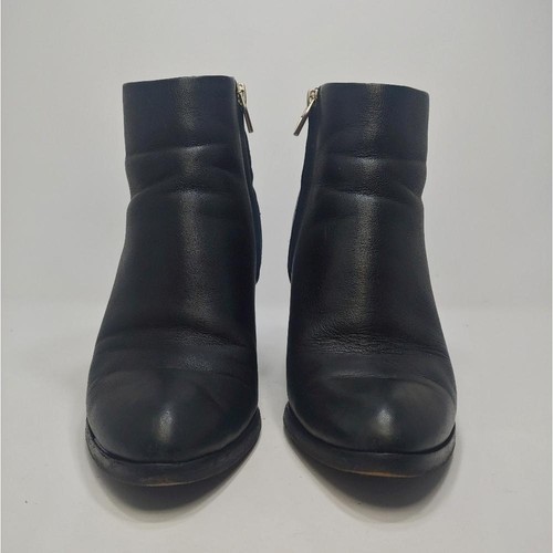 ALEXANDER WANG Gabi Black Leather Ankle Boots Almond Toe Block Cut Out Heel 36 - Picture 4 of 11