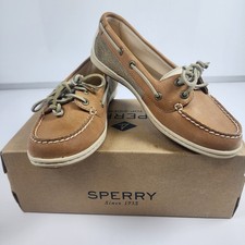 Sperry Firefish Linen Oat Boat Shoes Leather Womens Sz 4.5M