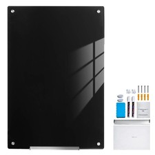 Large Frameless Magnetic Glass Whiteboard with Markers and Eraser