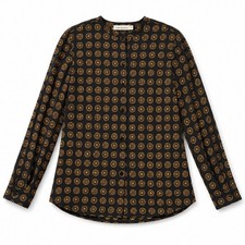 Vintage First Issue Womens 100 Silk Medallion Print Button Down Blouse Size 6