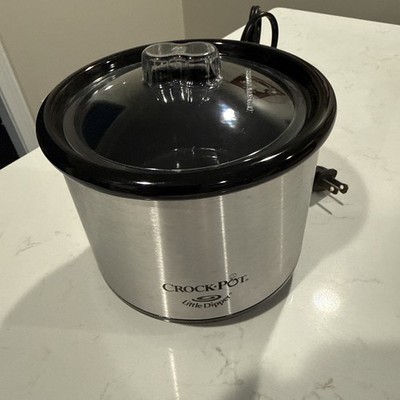 Crock Pot Little Dipper Mini Slow Cooker Stainless 16 oz with Lid Tested WORKS