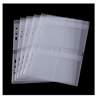 10 Sheet Binder Pockets Inserts with Four Pockets A5 Size 6 Hole Binder Folder f