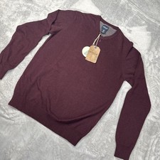 British Khaki Men's Purple Corduroyv Neck Sweater Size Med Made In Usa New