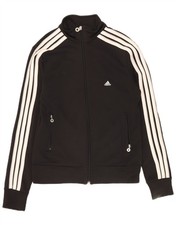 ADIDAS Womens Tracksuit Top Jacket UK 14 Medium Black Polyester DH13