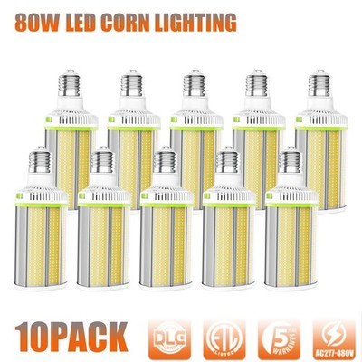 10Pack 80W 277-480V LED Corn Light Bulb Shoebox Retrofit Lamp Rotatable E39 Base