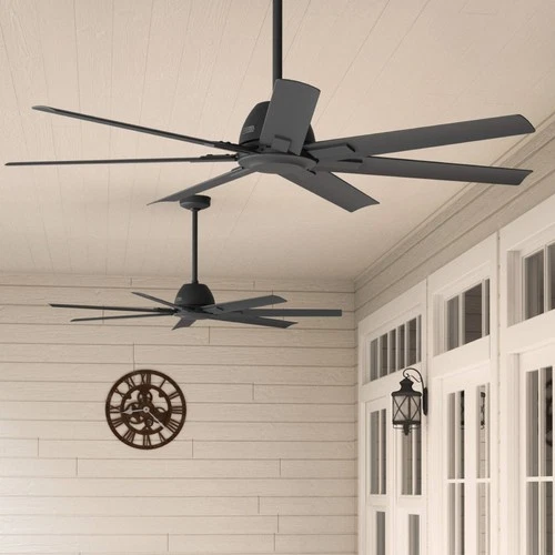 60" Hunter Downtown Matte Black Damp Ceiling Fan with Wall Control - Picture 6 of 10