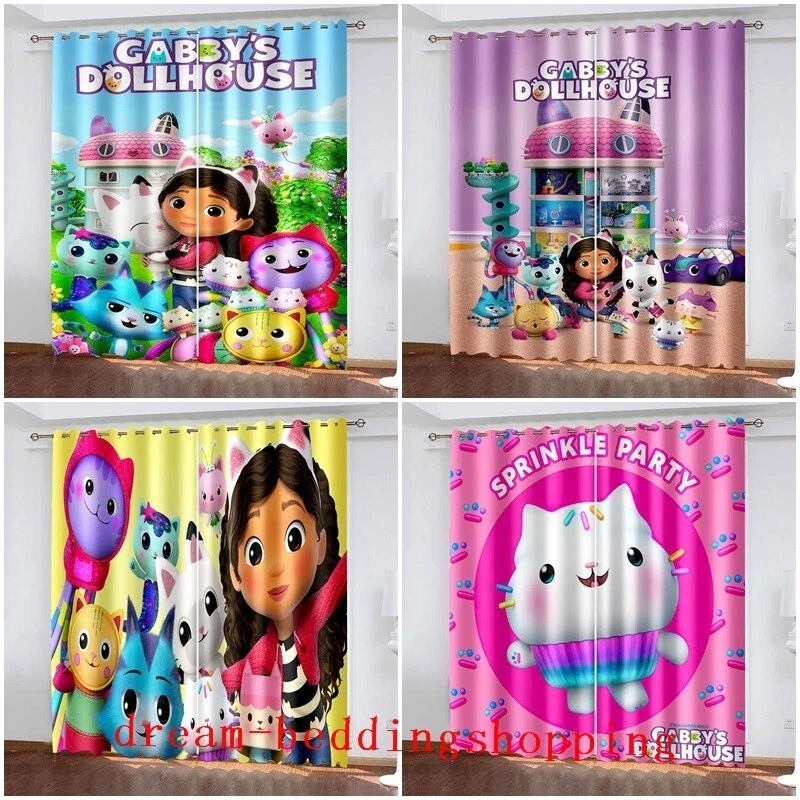 Girls Gabby's Dollhouse 3D Blackout Curtains Thick Thermal Ring Top Eyelet
