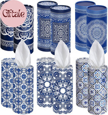 12 Pcs Mandala Car Tissues Cylinder Holder with 3 Ply Facial Tissue Bulk round T