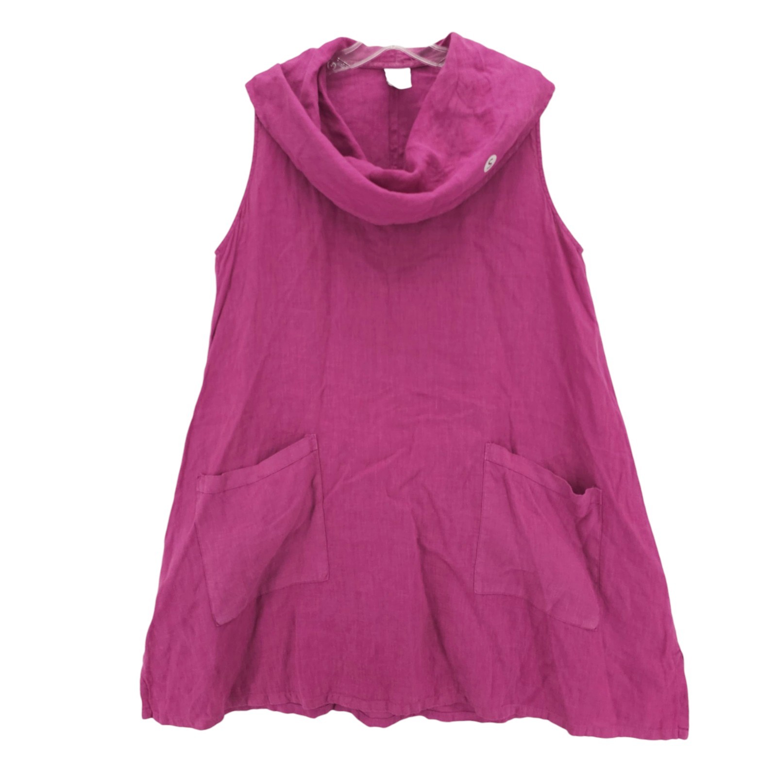 MATCH POINT Pink 100% Linen Cowl Neck Tunic Top HLT467 Lagenlook SMALL