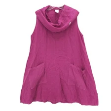 MATCH POINT Pink 100% Linen Cowl Neck Tunic Top HLT467 Lagenlook SMALL