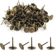 Bivethoi 120 Pcs Brass Upholstery Tacks, 7/16" Dia Antique Metal 7/16, 