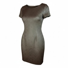 ELIE TAHARI Textured Sheath Dress Short Sleeve Brown Work to Cocktail 12