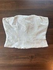 Reformation Ivory Strapless Smocked Bustier Top