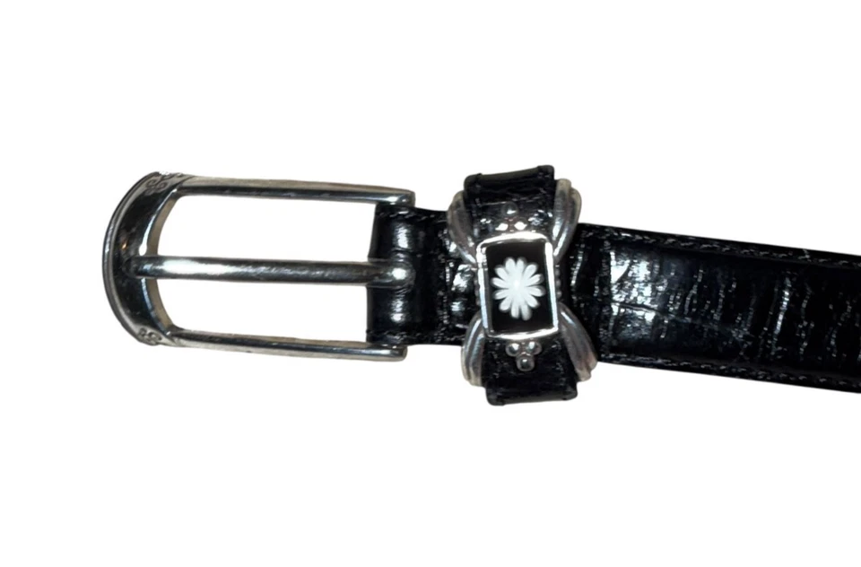 Женский кожаный ремень Brighton M 30 дюймов цветок лилии 3/4 дюйма черный узор крокодил B30203 B - Изображение 3 из 4