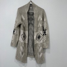 Debut Southwestern Geometric Open Front Cardigan Grey Cream Black C7051A Mens M