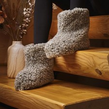 Chaussons Laine de Mouton Naturelle Homme Chaussettes Fourrure Chaudes P.45-46