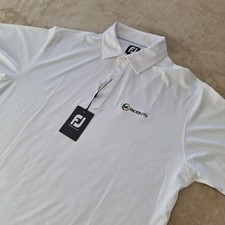 FootJoy Polo Shirt Mens Large White Solid Lisle TF Performance Golf Pacer ETFs