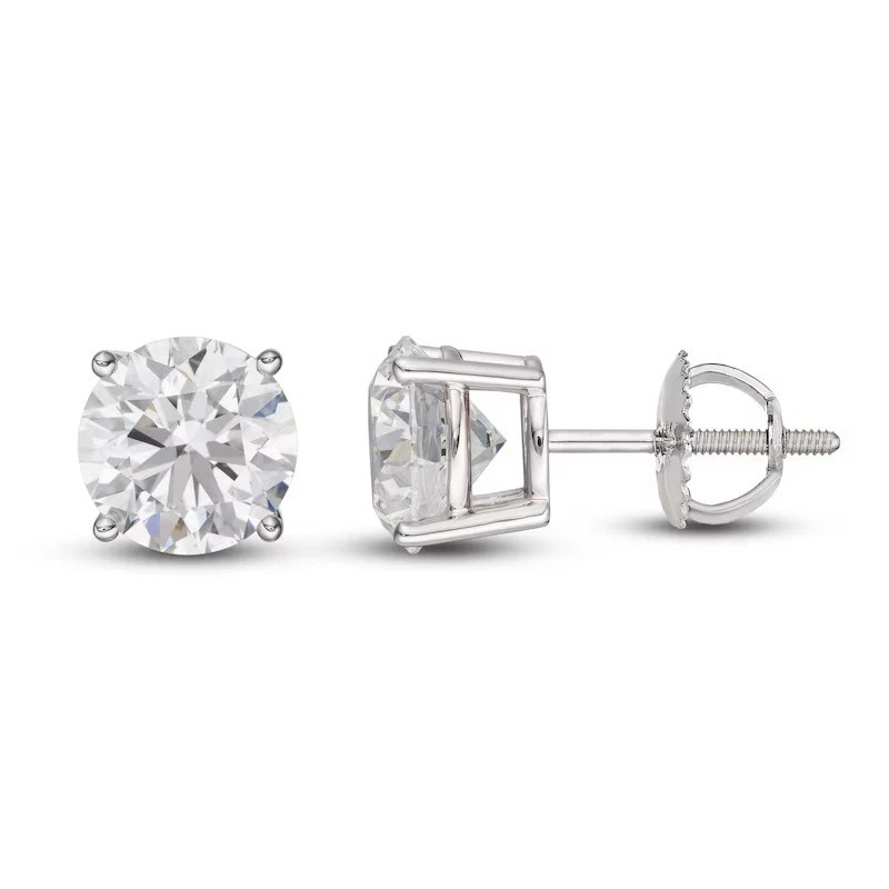 1 Ct Round Lab Created Grown Diamond Earrings 14K White Gold F/VS Basket Screw - Image 3 of 4