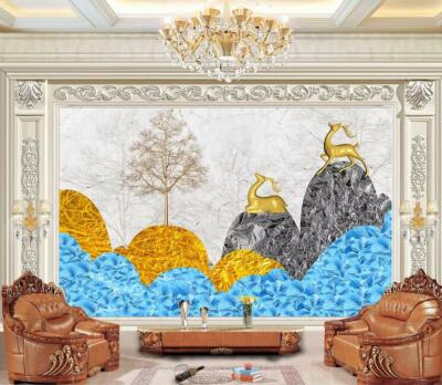 3D Blue Hillside ZHUA15447 Wallpaper Wall Murals Removable Self-adhesive Amy