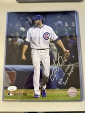 Justin Grimm Autographed 8x10 Inscribed 2016 WS Champs Grimm Reaper JSA 