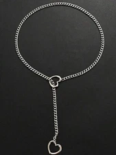 Punk Style Hollow Heart Chain Necklace - Silver Tone NEW Jewelry Accessories